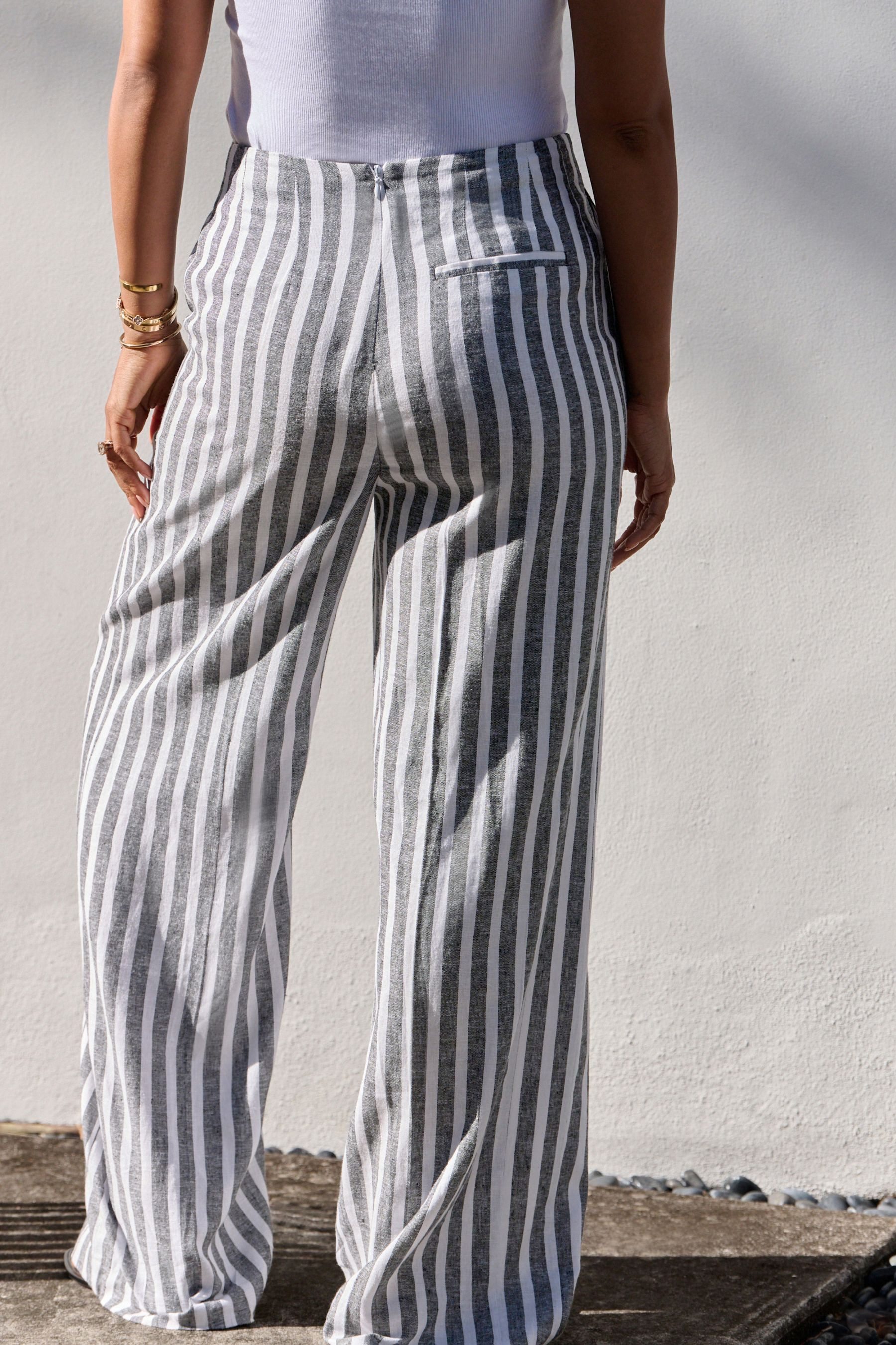 Next Palazzohose Hose mit weitem Bein und Streifen, Leinengemisch (1-tlg) günstig online kaufen