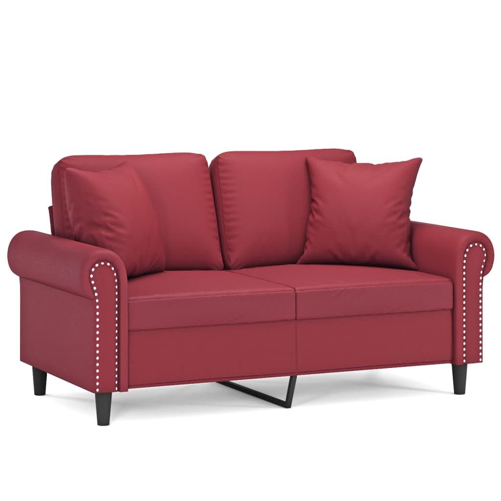 vidaXL Sofa 2-Sitzer-Sofa mit Zierkissen Weinrot günstig online kaufen
