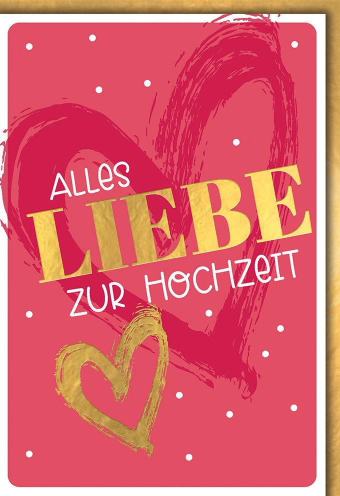 Grußkarten Hochzeit - Karte mit Umschlag - Große Letter in Gold