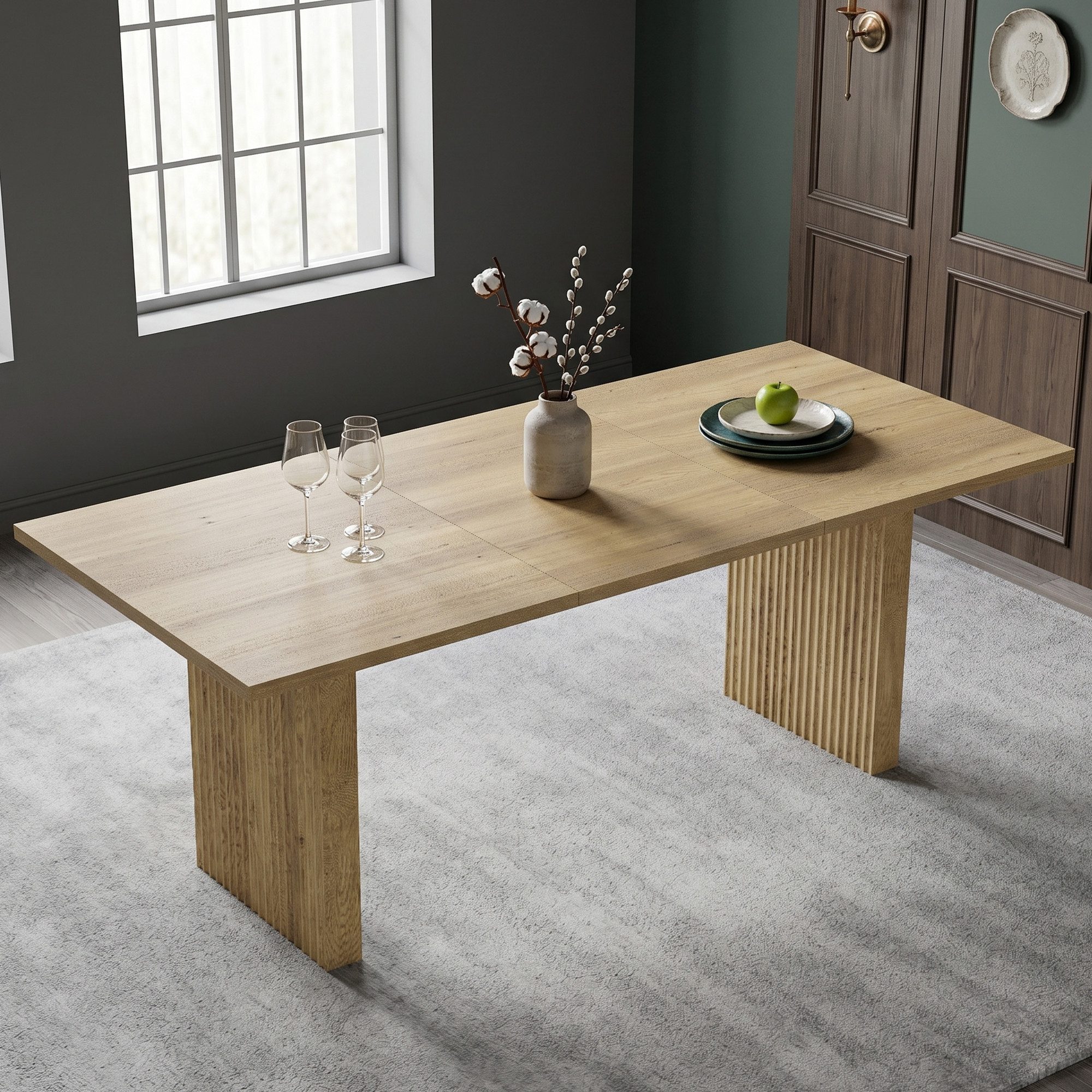 MODFU Esstisch Ausziehtisch von 140 auf 200 cm, 3 cm stark (Packung, 1-St., rechteckig, Eichenfarbe), für 6-8 Pers., 75x90 cm(HxT), stabil