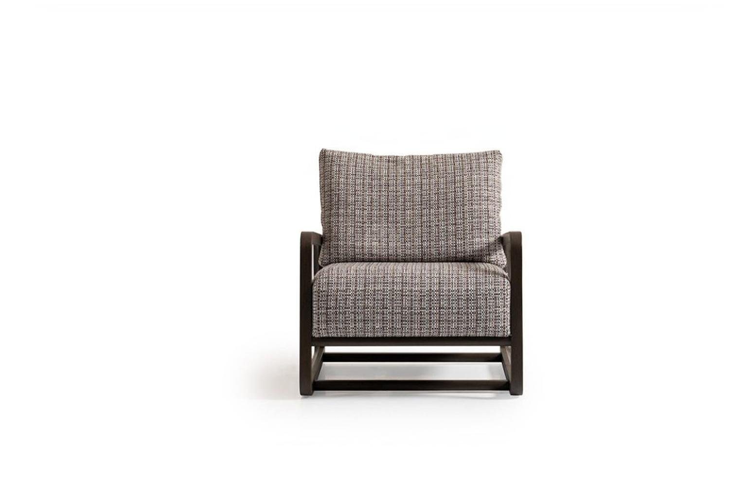 JVmoebel Sessel Moderne Sessel Einsitzer Sitzer Grau Holz Wohnzimmer Relaxsessel (1-St., Sessel), Made in Europa