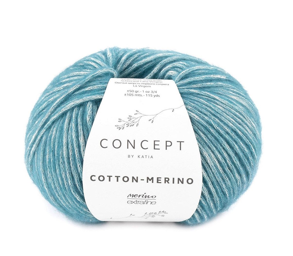 Katia Concept Cotton Merino, Wolle mit Baumwolle und Merinowolle Strickgarn Häkelwolle, 105 m (50g, Wolle zum stricken und häkeln), 70% Baumwolle, 30% Schurwolle (Merino)