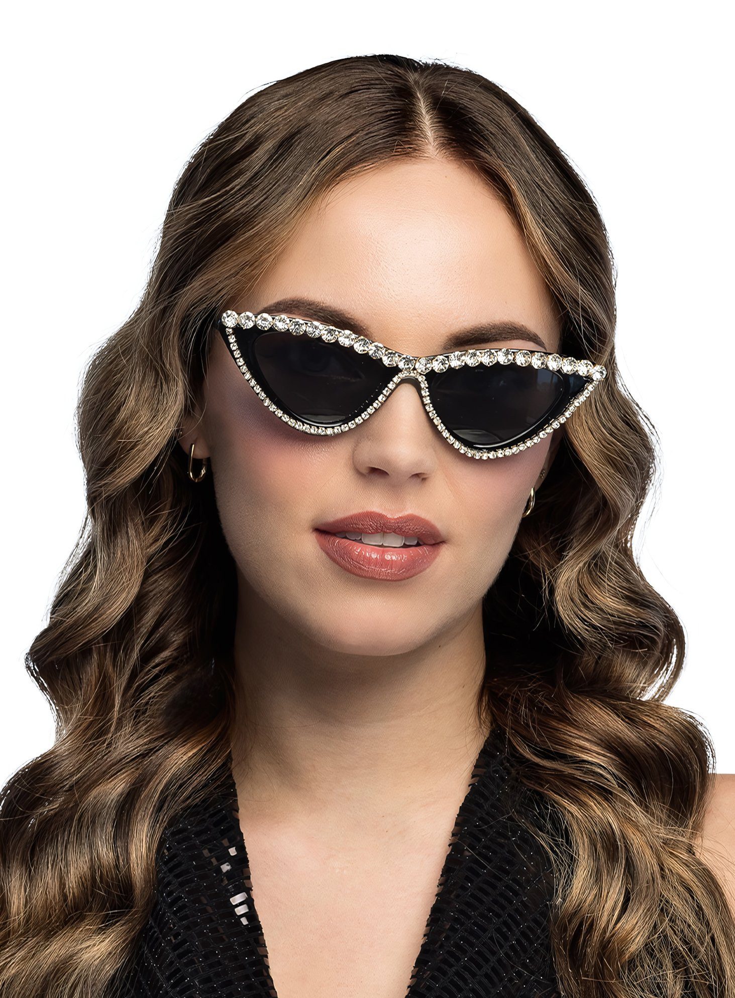 Kostüm 50er Jahre Butterfly Brille mit Strass