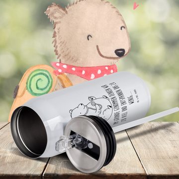 Mr. & Mrs. Panda Isolierflasche Bär Arzt - Weiß - Geschenk, Teddybär, Getränkedose, Trinkflasche, Ted, integrierter Trinkhalm