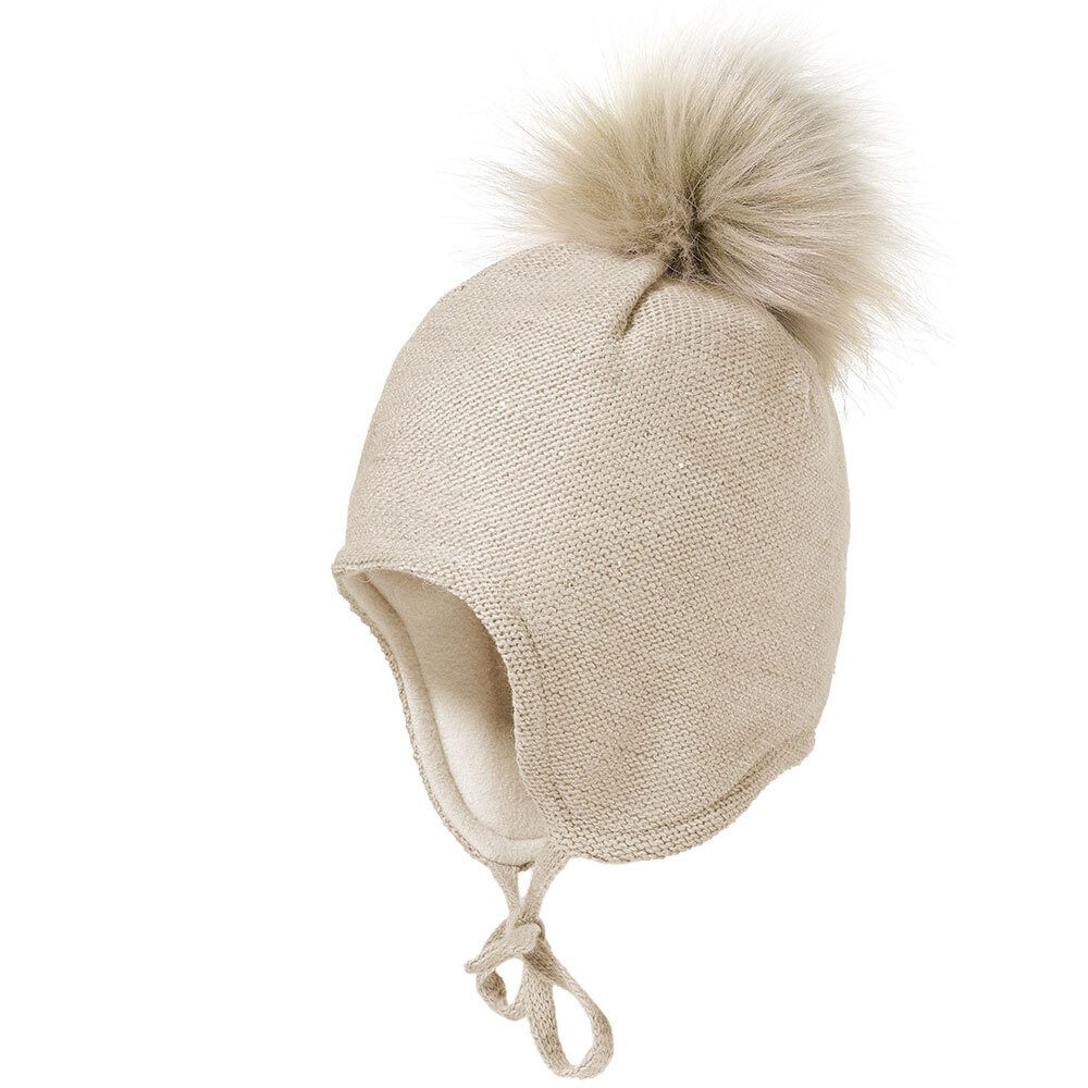 MAXIMO Strickmütze MINI GIRL-Inkamütze, Strass Kunstfellpompon, günstig online kaufen