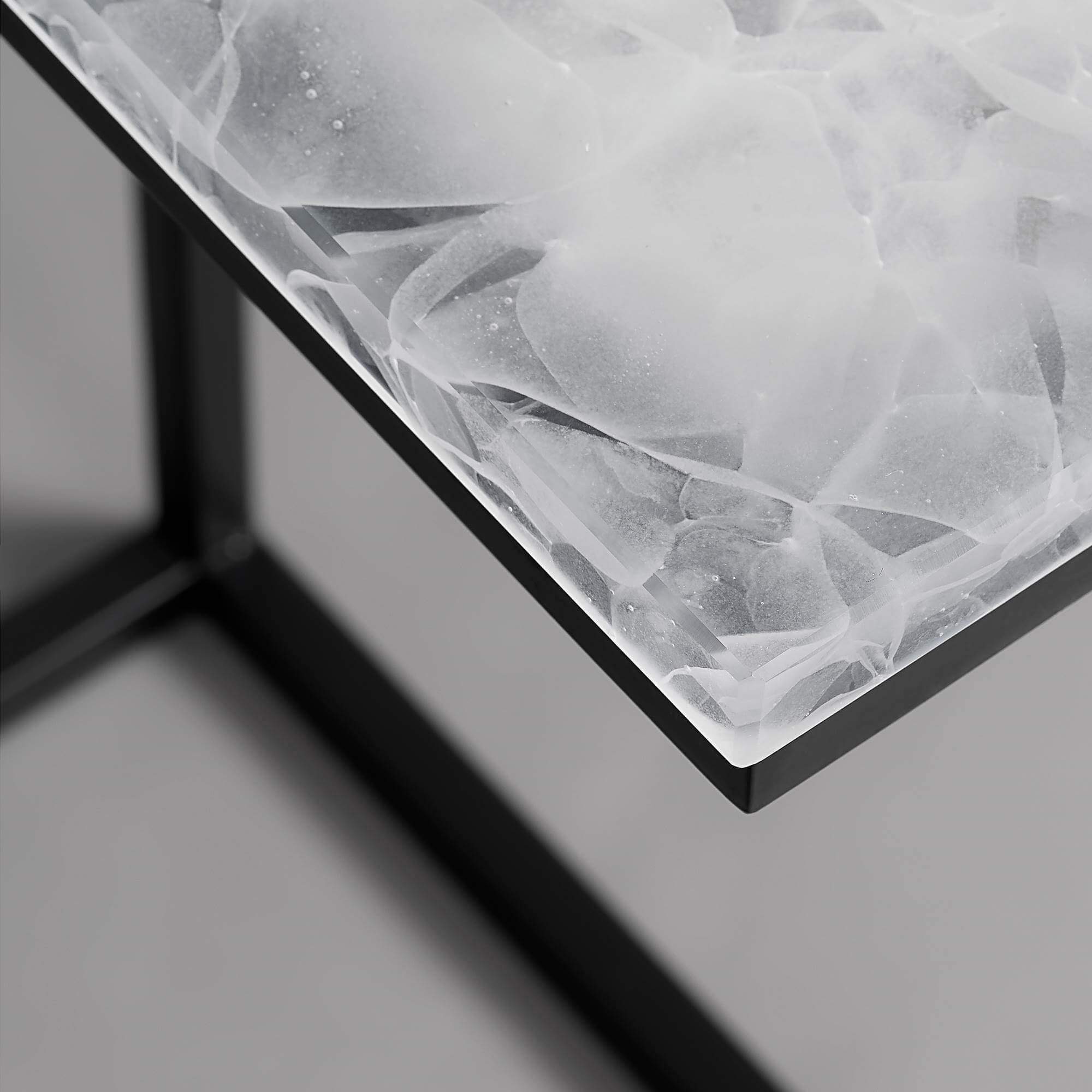 STOCKHOLM GLASKERAMIK, Nugget Laptoptisch mit eckig, Atelier Ice Laptoptisch Metallgestell, schwarz MAGNA 40x30x68cm