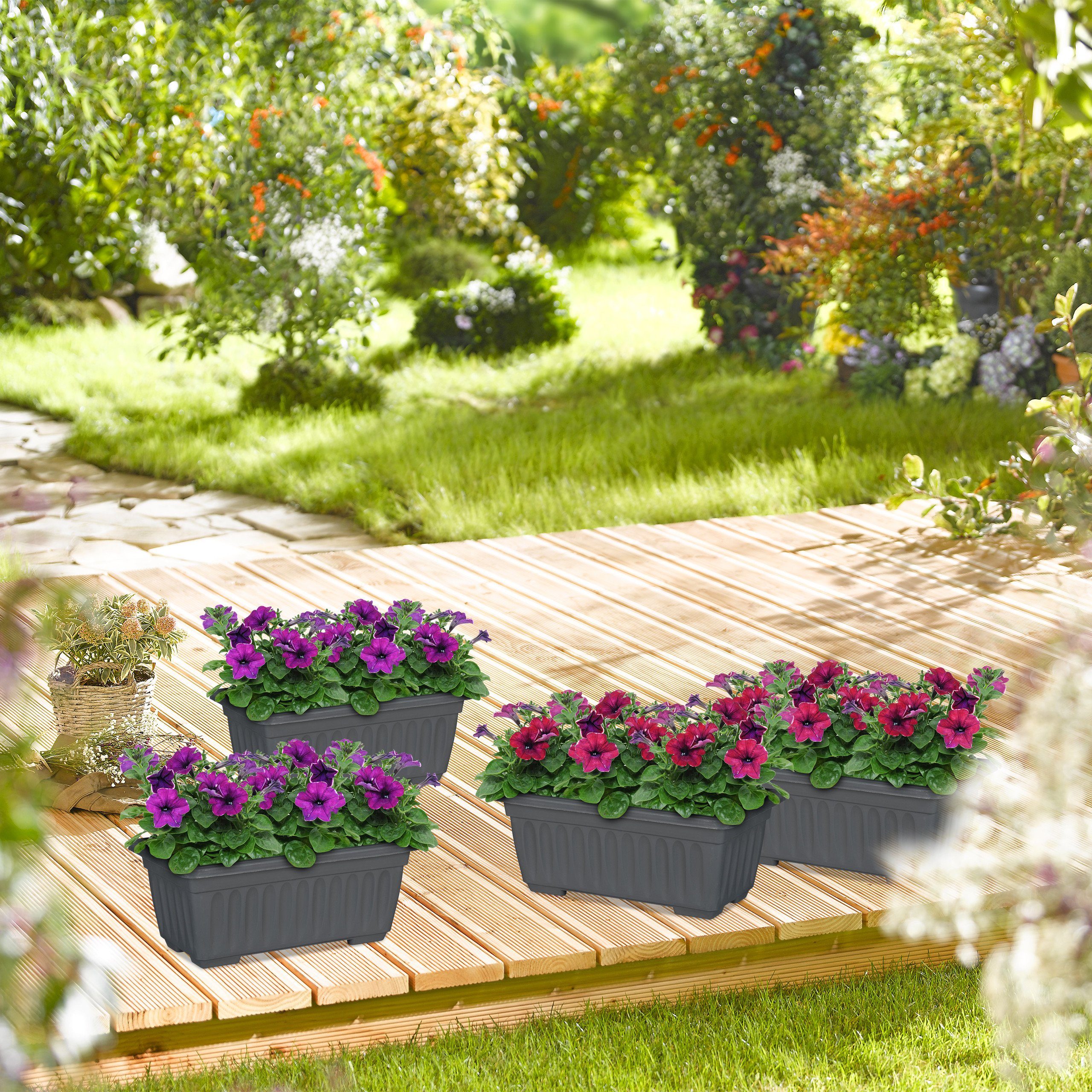 relaxdays Pflanzkübel Blumenkasten 4er Set schmal, günstig online kaufen