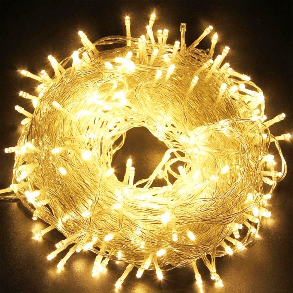 Rosnek LED-Lichterkette 10-100M, 8 Modi, wasserdicht, für Hochzeit Weihnachten Party, Urlaub Deko Warmweiß