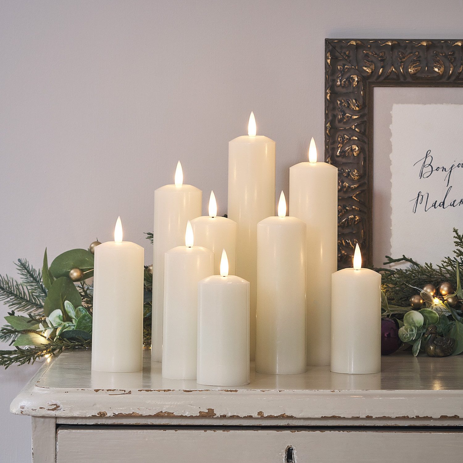 Lights4fun LED-Kerze 9er Set TruGlow® LED Kerzen Echtwachs mit Fernbedienun günstig online kaufen