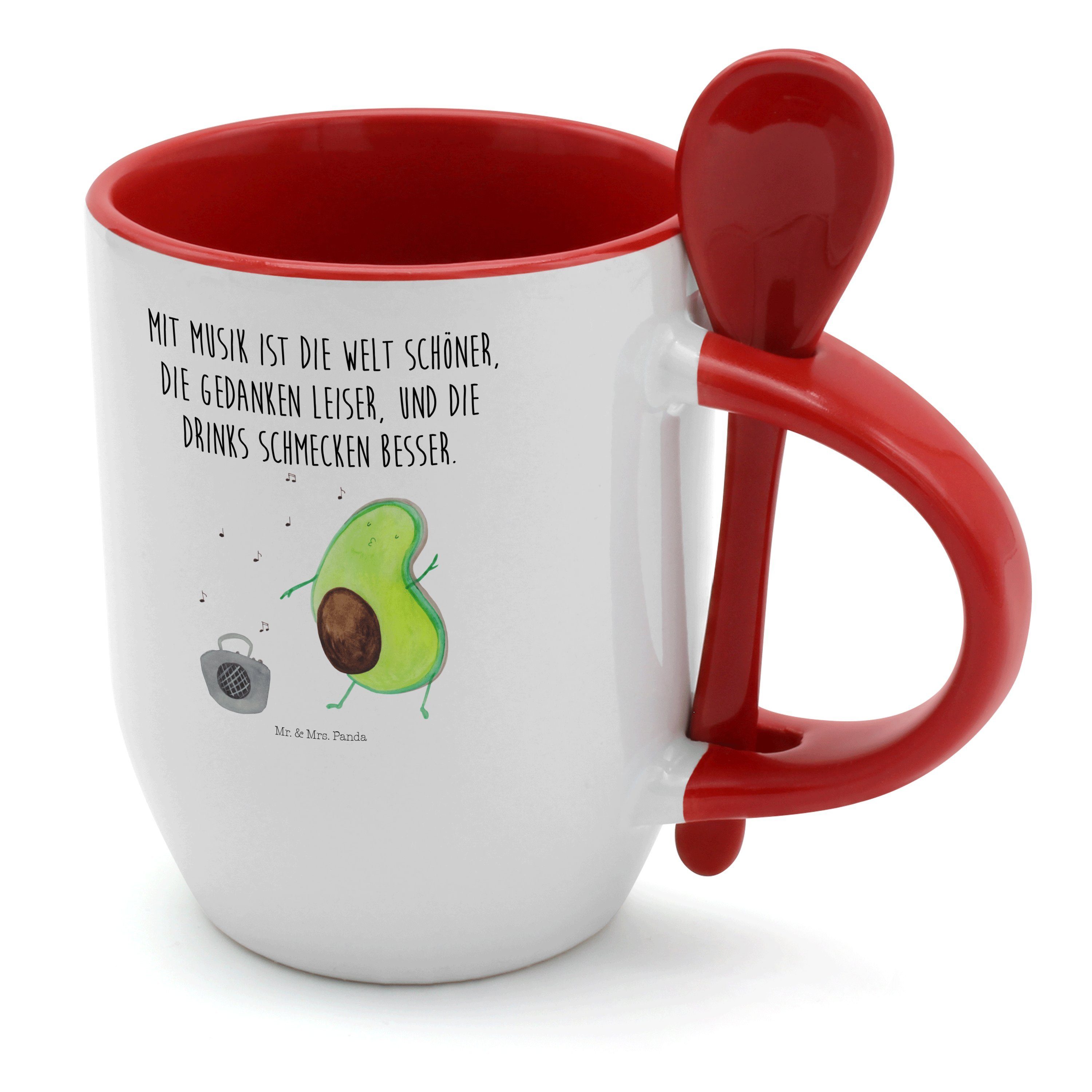 Mr. & Mrs. Panda Tasse Avocado tanzt - Weiß - Geschenk, Tasse, Kaffeebecher, Tanzen, Tasse m, Keramik