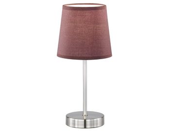 meineWunschleuchte LED Tischleuchte, LED wechselbar, Warmweiß, Design-klassiker Nachttischlampe mit Stoff Lampenschirm Braun, H: 32cm