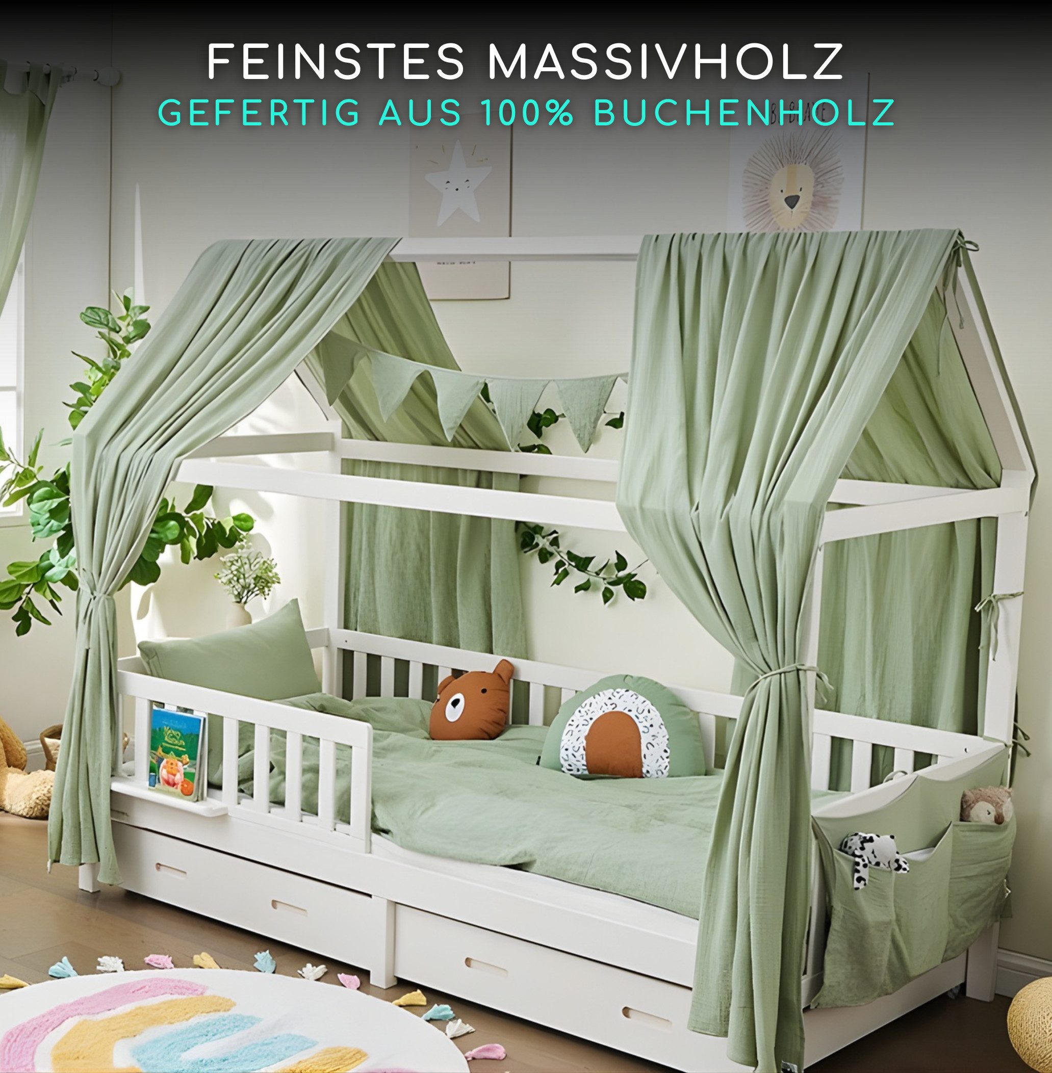 Alavya Home® Hausbett CLOUD aus Buche FSC® 100% zertifiziert KOMPLETT SET m günstig online kaufen