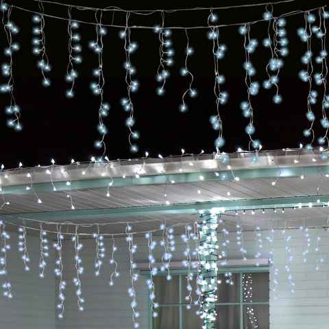 Clanmacy LED-Lichterkette 5-15m LED Eisregen Eiszapfen Deko Weihnachten Lichterkette Außen