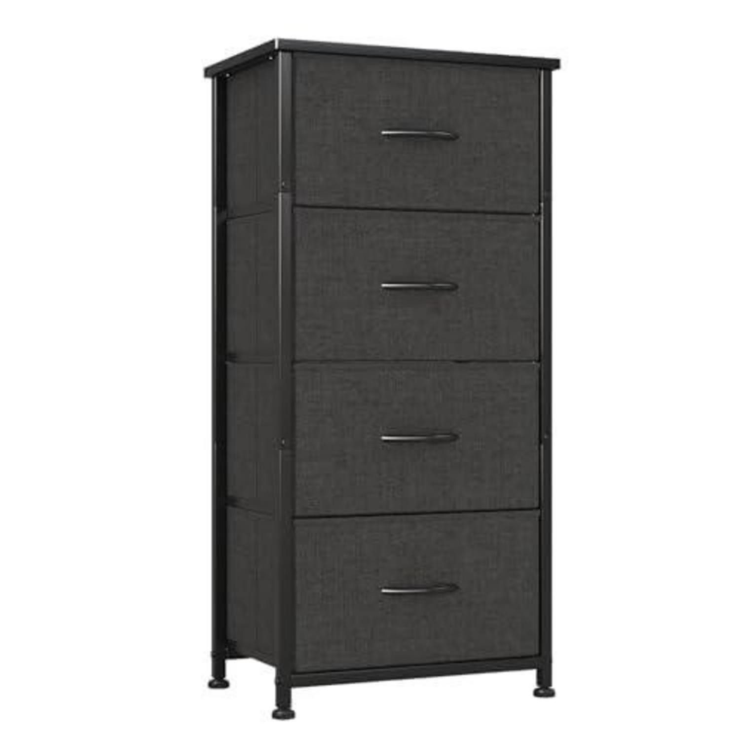 LuxusKollektion Kommode Kommode schmal 4 Stoffschubladen Metallrahmen schwarz (1 St)