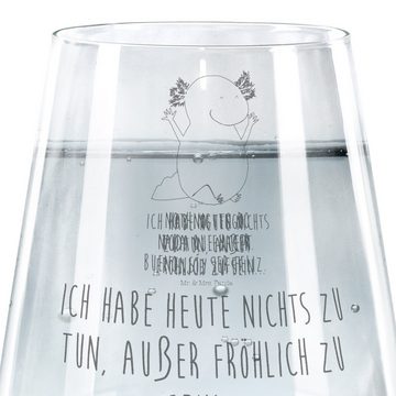 Mr. & Mrs. Panda Glas Axolotl Hurra, Trinkglas mit Gravur, Wasserglas, Spülmaschinenfeste, Premium Glas, Exklusive Gravur