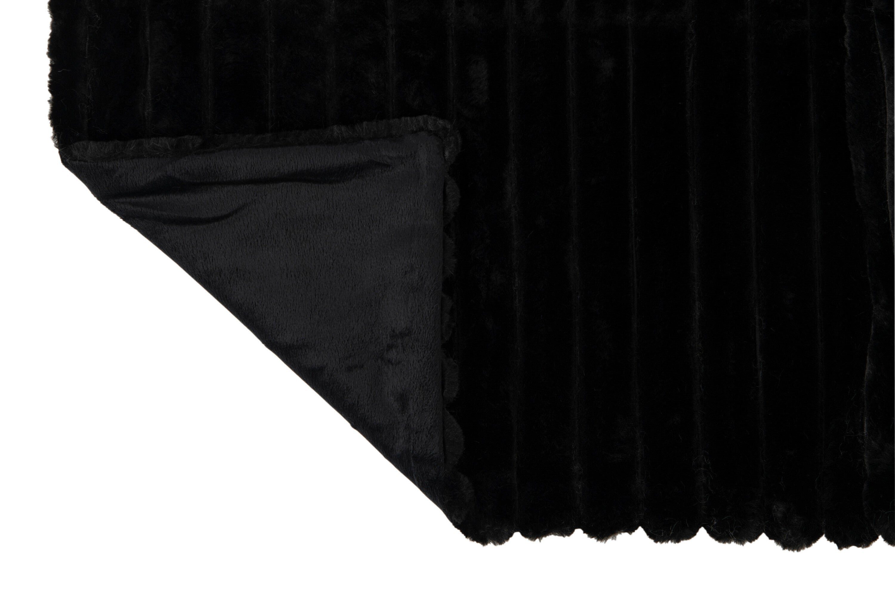 GILDE Dekoobjekt 2er-Set Decke 'Plaid in schwarz Cord' Polyester