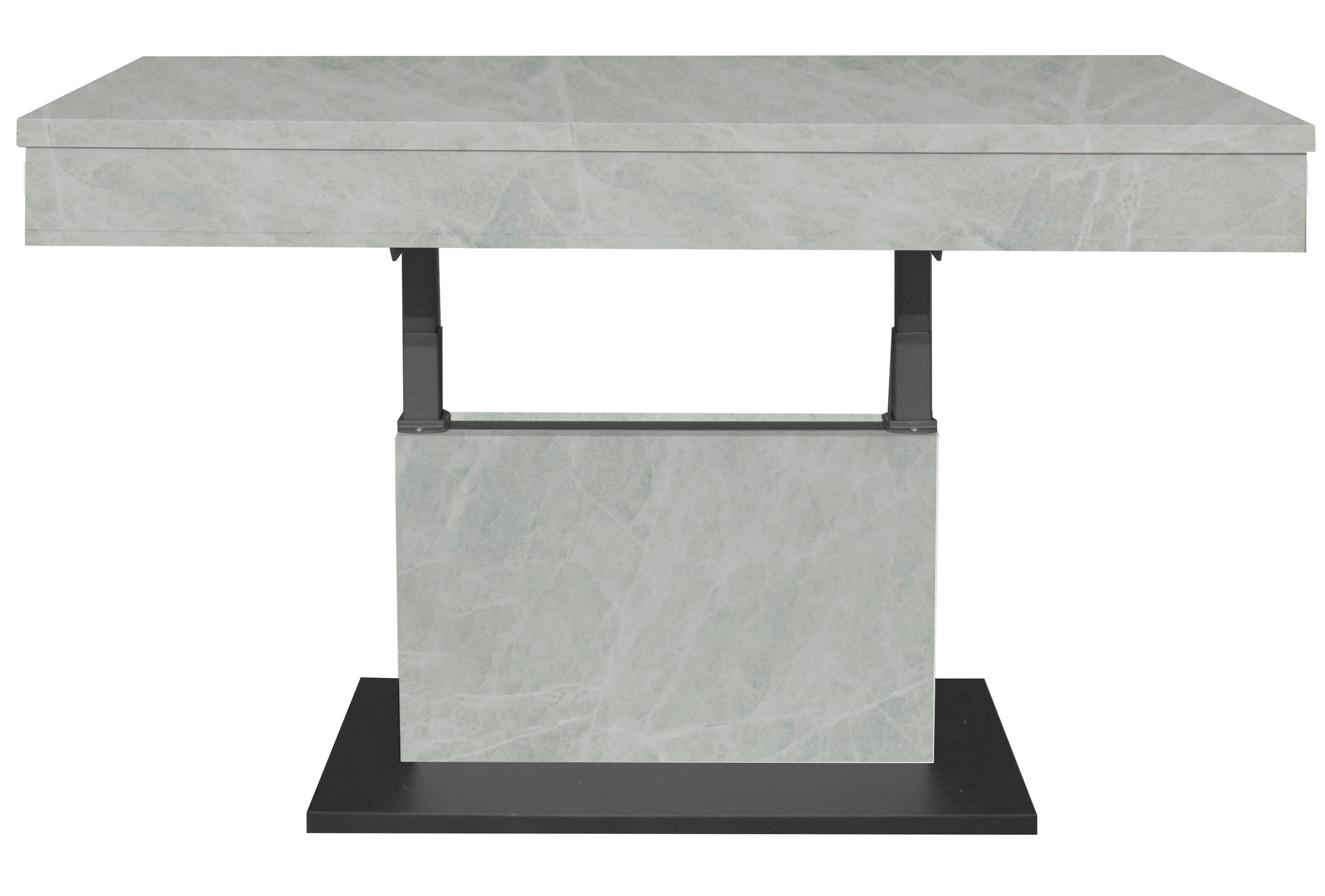 freiraum Couchtisch Lift, höhenverstellbar, keramik optik weiß / schwarz - 110x58/77x60 (BxHxT)