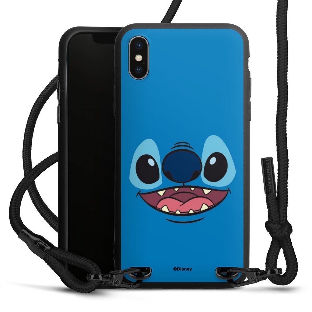 DeinDesign Handyhülle Lilo & Stitch Disney Offizielles Lizenzprodukt Stitch Closeup, Apple iPhone X Premium Handykette Hülle mit Band Case zum Umhängen