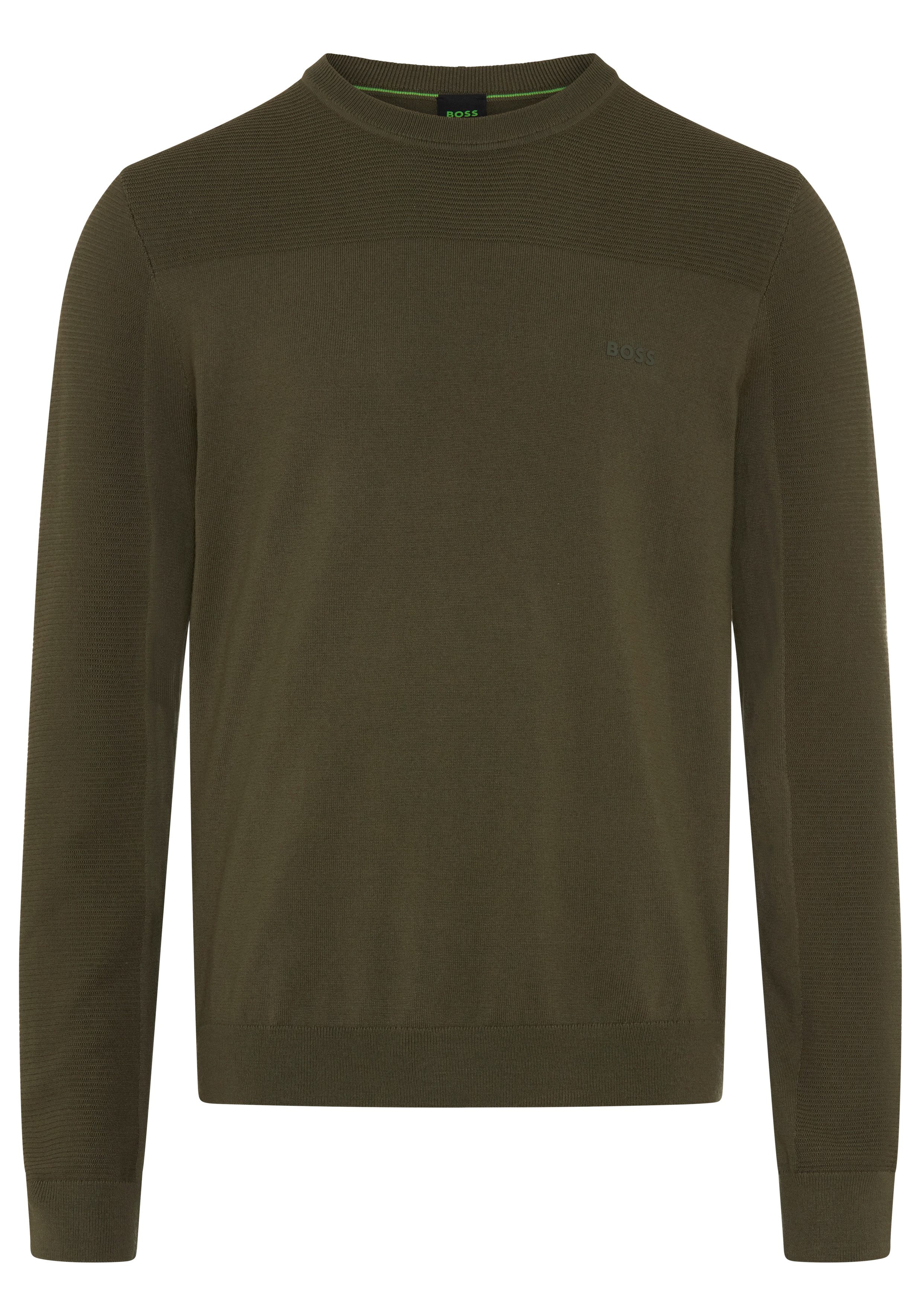 BOSS GREEN Strickpullover KN Momentum-X CN Rundhalsausschnitt, Regular Fit, kontrast HD-Logo