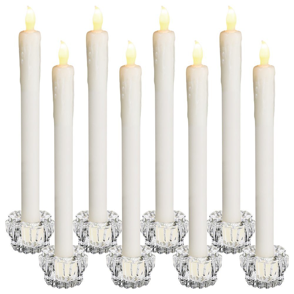 LED-Kerze 4er-Set mit Timer Kerzenlicht Echtwachskerze Creme Ø 7 x 13 cm 