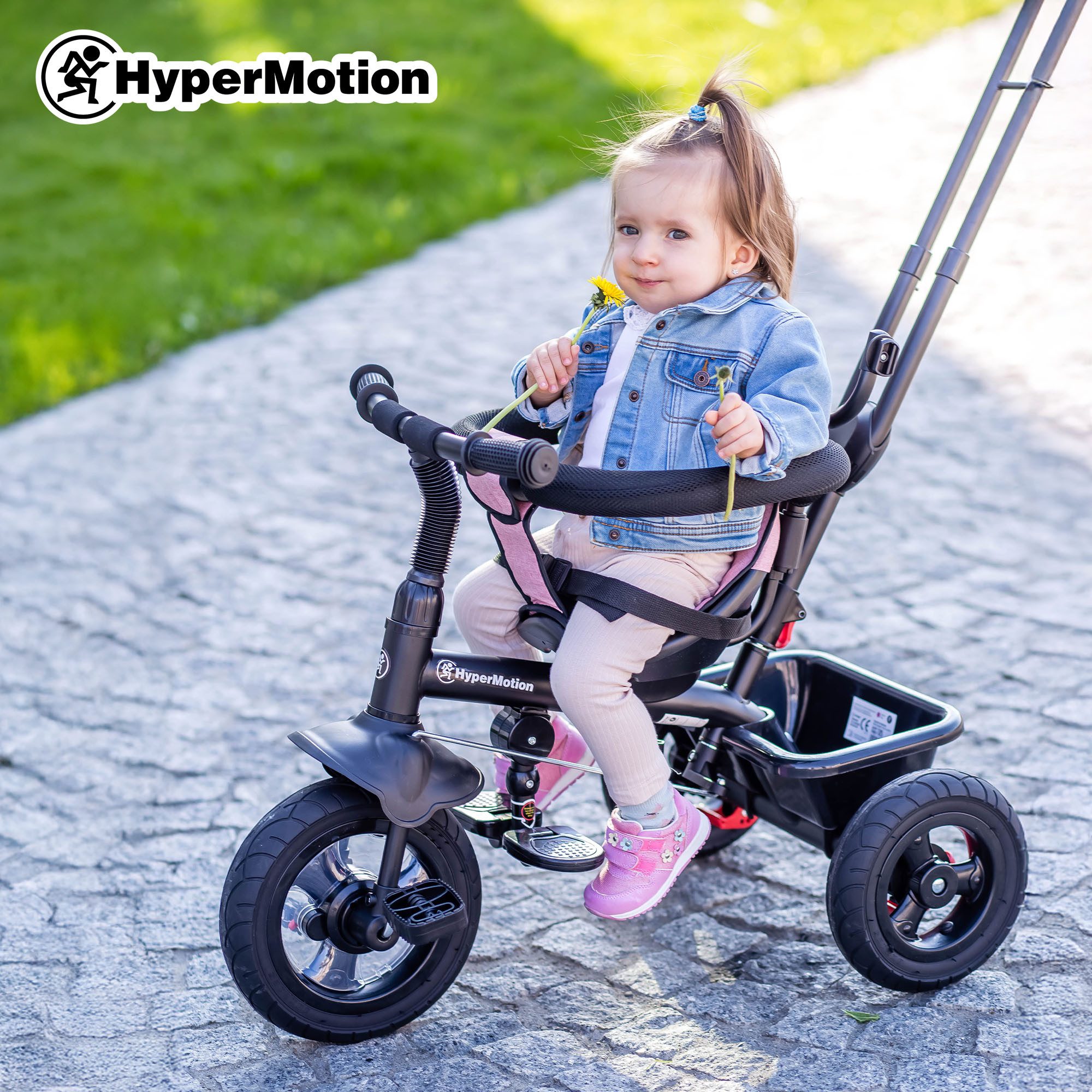 HyperMotion Dreirad für Kinder 1-4 Jahre, TOBI FREY, Rosa, drehbar, Vollgummiräder