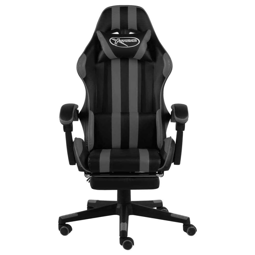 vidaXL Bürostuhl Gaming-Stuhl St) Grau Kunstleder mit Grau Grau | Schwarz Fußstütze (1 und