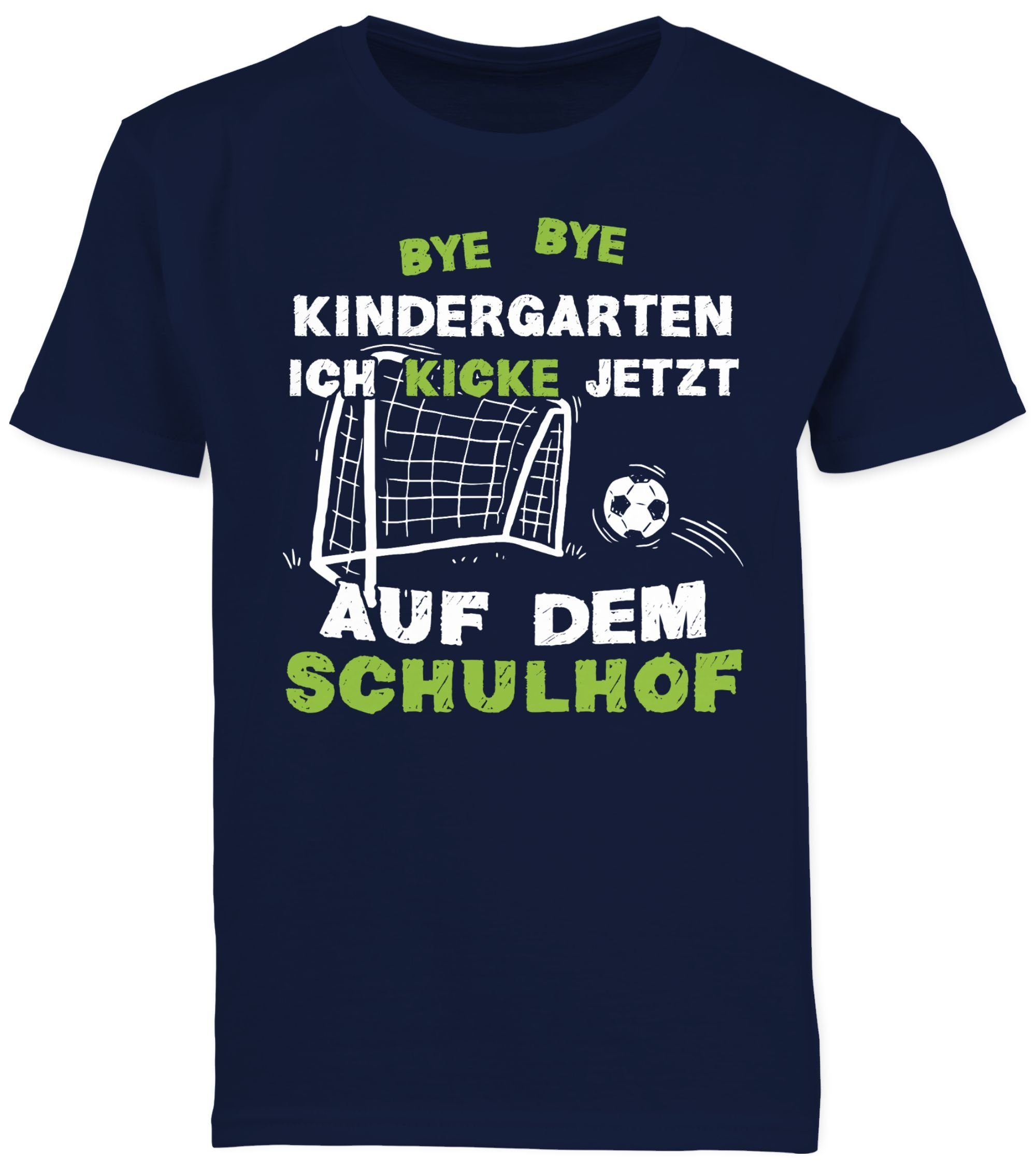 Shirtracer T-Shirt Bye Bye Kicke - Dunkelblau Einschulung Kindergarten Schulanfang Geschenke Schulhof 01 Junge