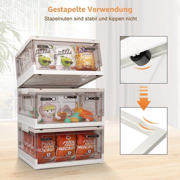 MULISOFT Aufbewahrungsbox 3x Faltbare Kunststoff Aufbewahrungsboxn Stapelbar mit Deckel, Räder (3 St), Plastikbox Stapelkisten Lagerboxen Ordnungsboxen für Schlafzimmer