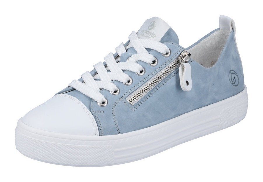 Remonte Sneaker mit herausnehmbarem Fußbett hellblau-weiß