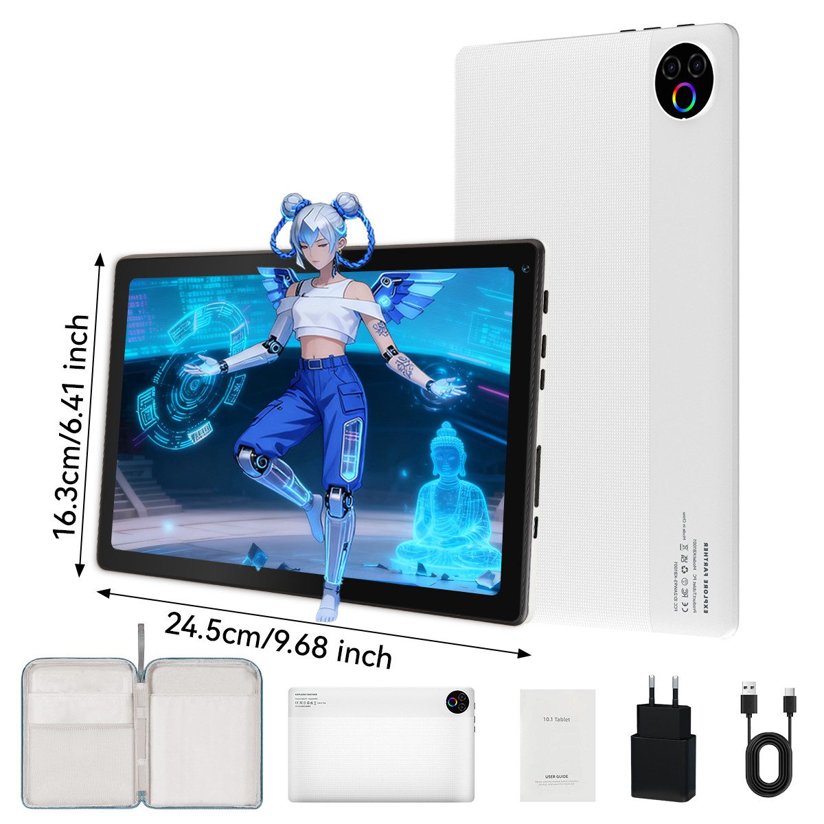 BUFO 10 Zoll 5-Core Android 15, 1280x800 IPS HD, 64GB, 5G WiFi Tablet (10", 64 GB, Andorid, 2,4G/5G WiFi, Tablet mit Blaulichtfilter, Kindersicherung, Widevine L1)