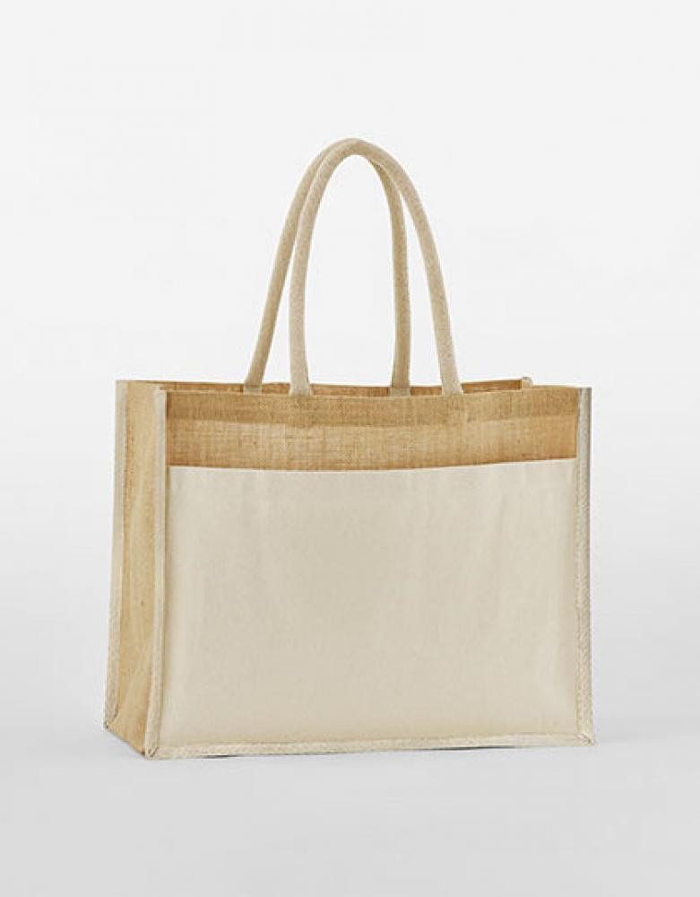 Westford Mill Einkaufsshopper Cotton Pocket Natural Starched Jute Shopper
