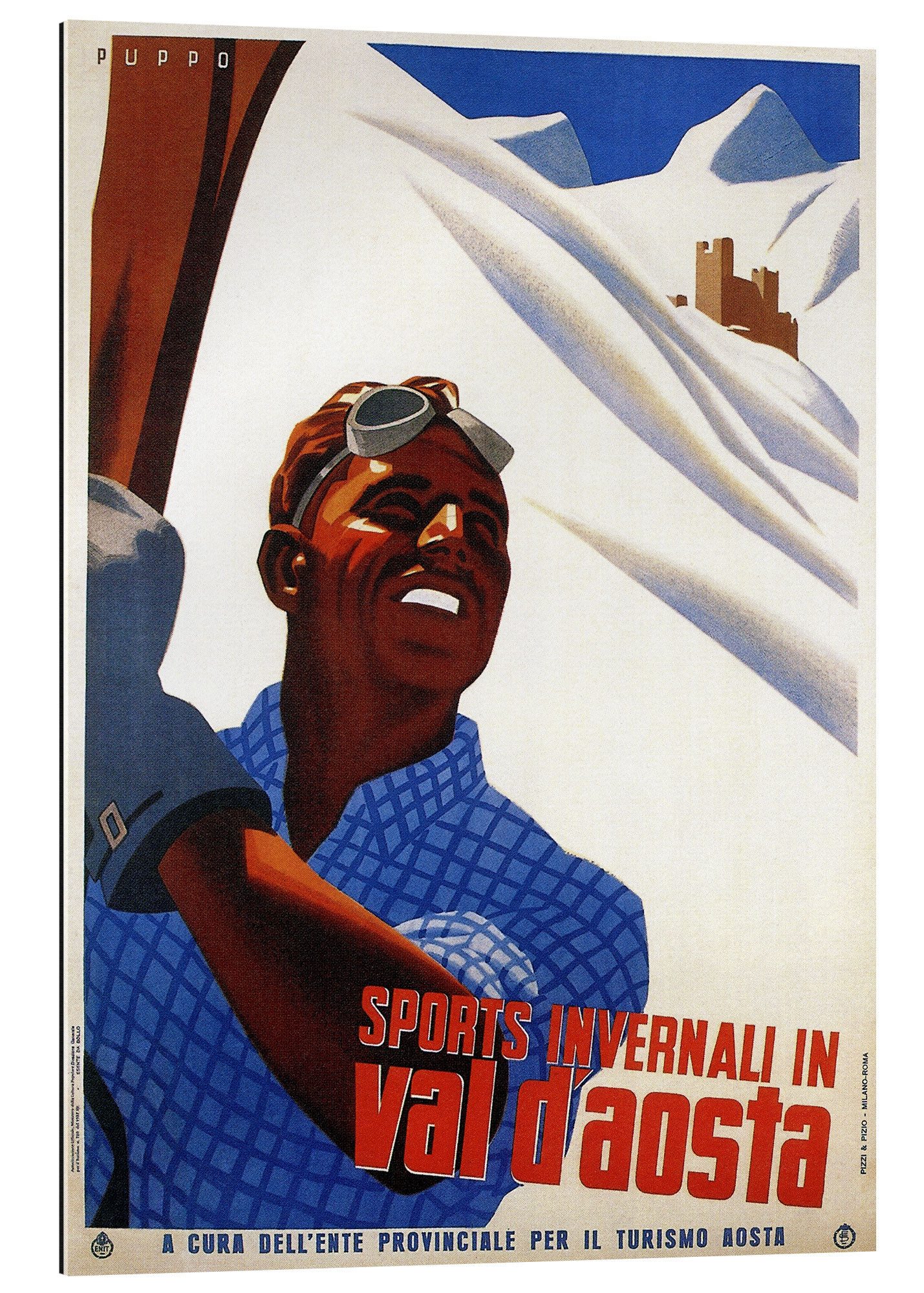 Posterlounge XXL-Wandbild Vintage Ski Collection, Aostatal (italienisch), Vintage Illustration