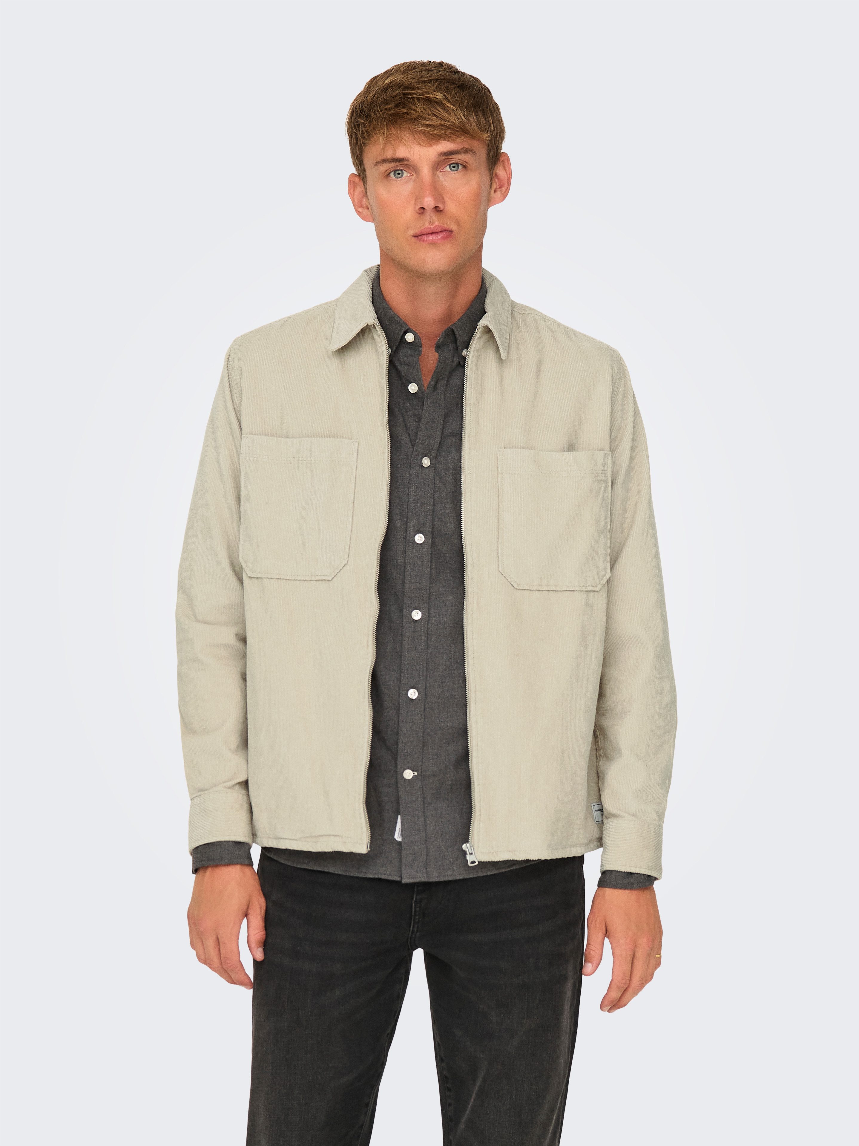 ONLY & SONS Langarmhemd ONSALP 14W RLX 2PKT WASHD CORD LS ZIP