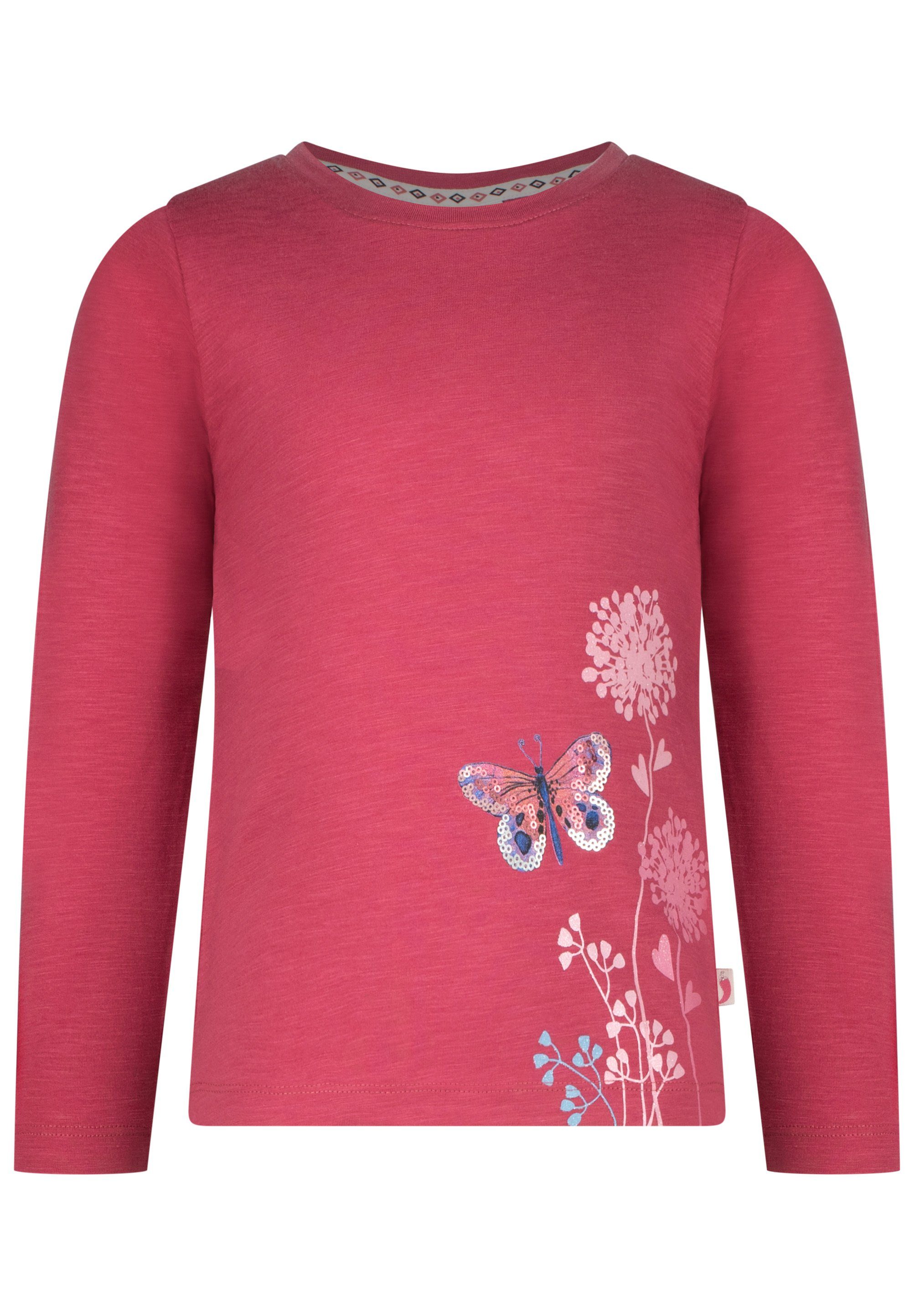 SALT AND PEPPER T-Shirt Girls LS Print Seq. Butterfly (1-tlg) anemone melange