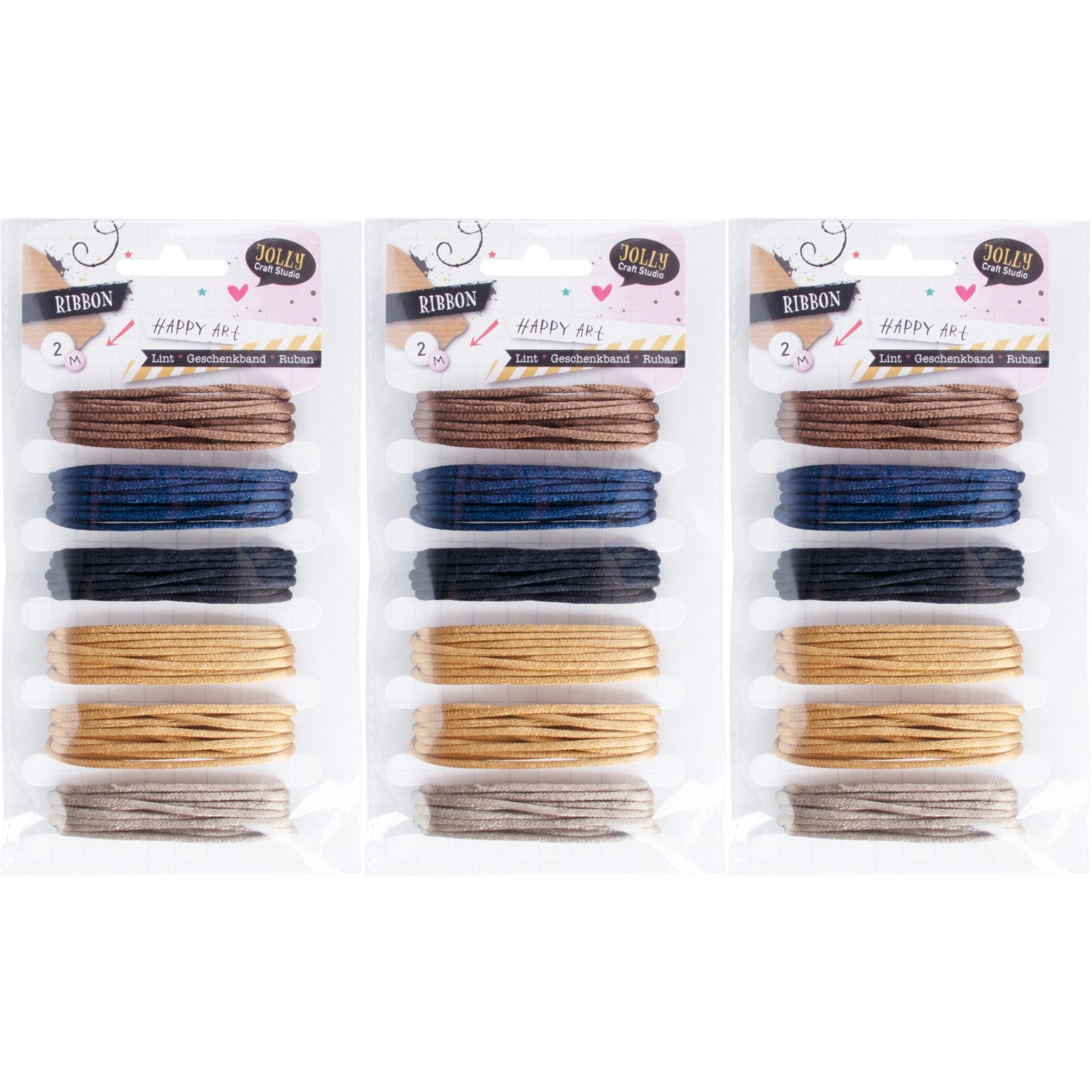 Koopman Geschenkband Bastelband Satinband Dekoband 18 Stk je 2m Band Polyesterband, 18er, Gesamt 36m, Polyester, Geschenke, Dekoration