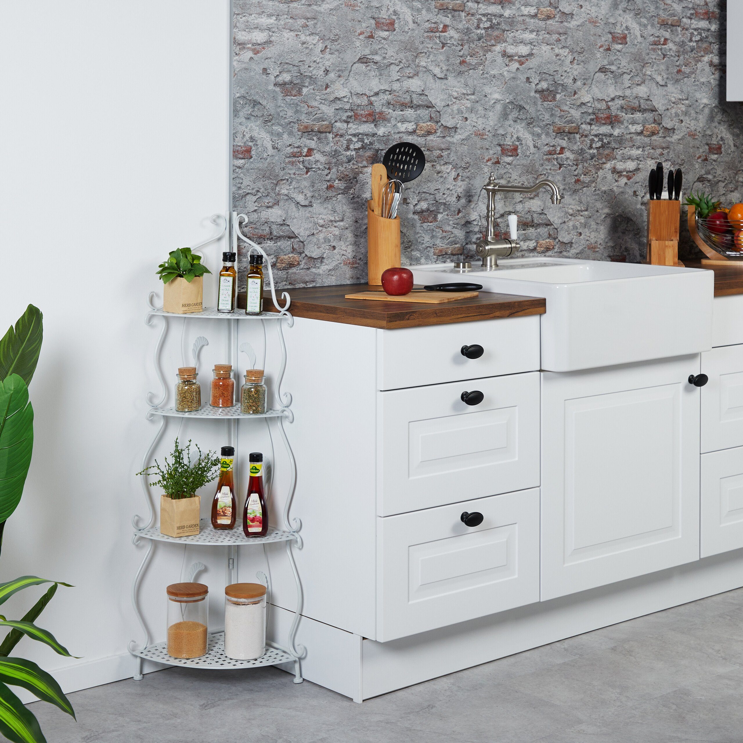 relaxdays Eckregal Weißes Eckregal aus Metall mit 4 Ablagen günstig online kaufen