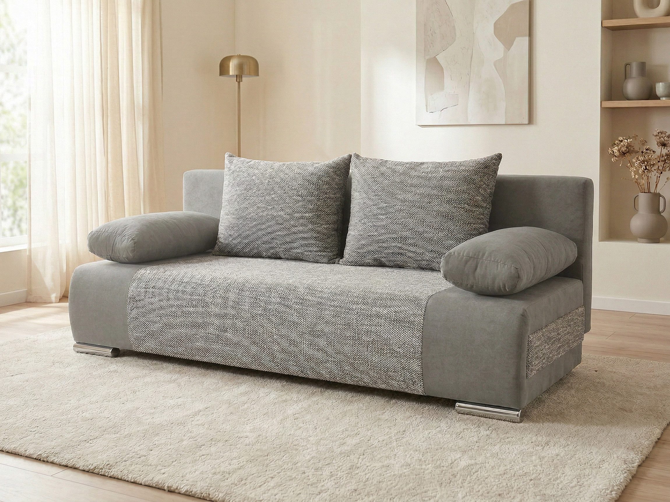 Sofnet Schlafsofa Naki, mit Schlaffunktion und Bettkasten, Bettsofa mit Chromfüße, Schlafcouch, Sofagarnitur