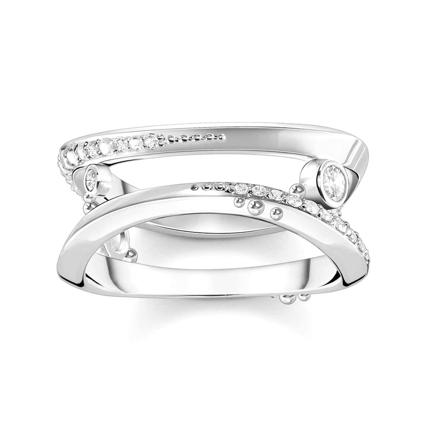 THOMAS SABO Silberring Damen-SilberWelle mit Weißen en