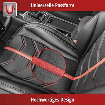 WALSER Autositzauflage sportliche Universal Auto Kunstleder Sitzauflage Kimi rot