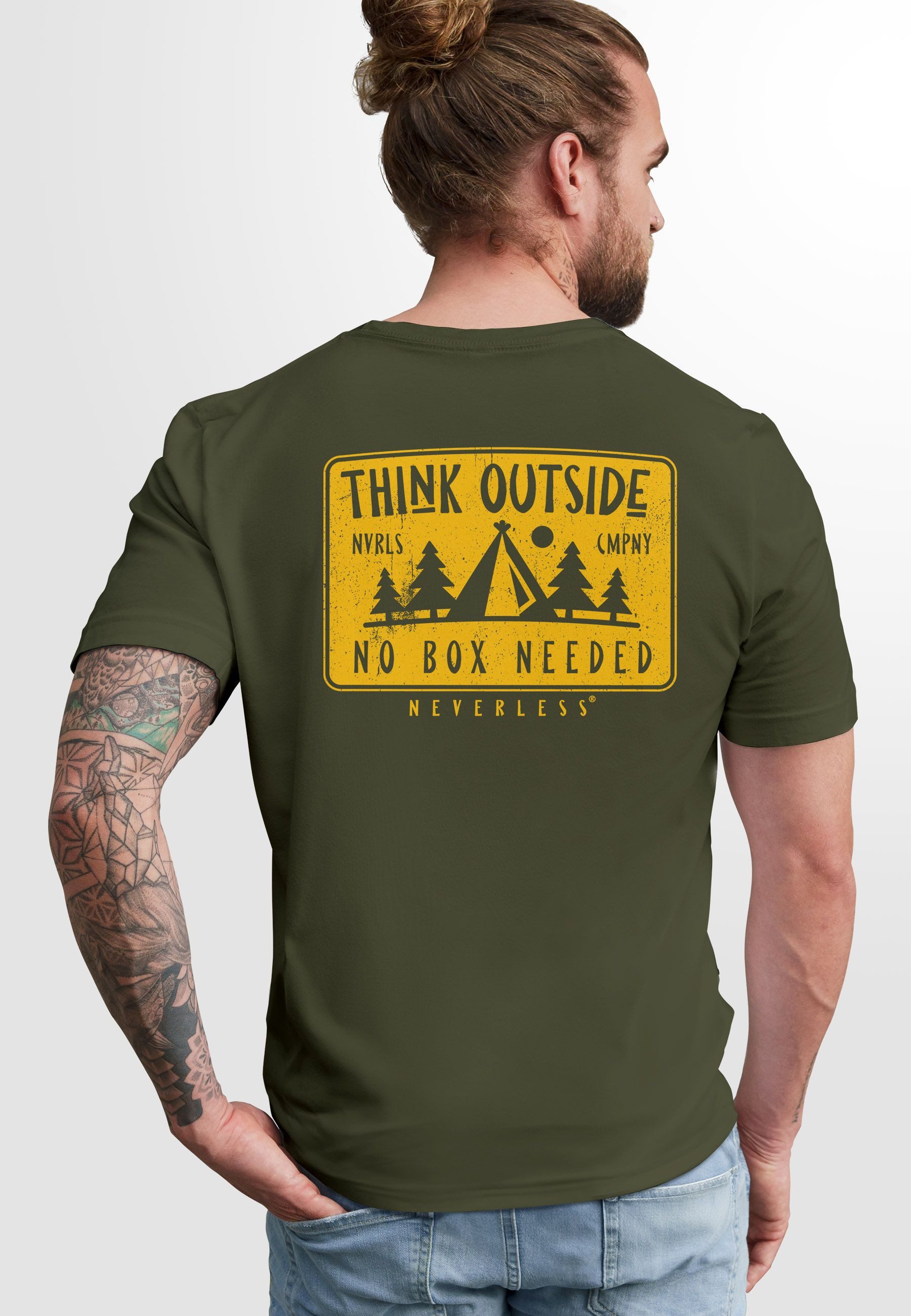 Neverless Print-Shirt Herren T-Shirt Backprint SpuchThink günstig online kaufen