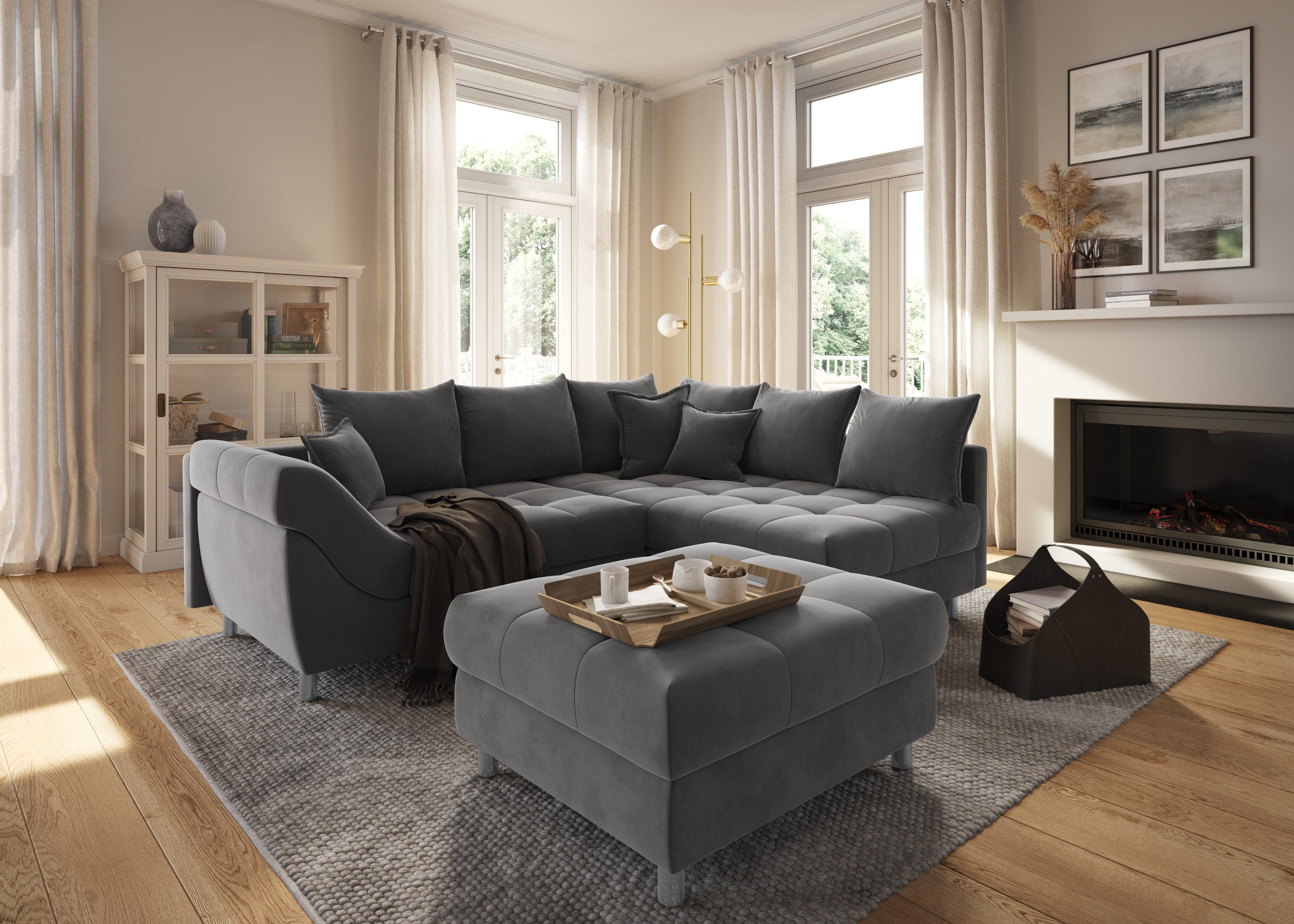 COLLECTION AB Ecksofa Innsbruck L-Form, B: 247 cm, 3 Zierkissen, Federkern