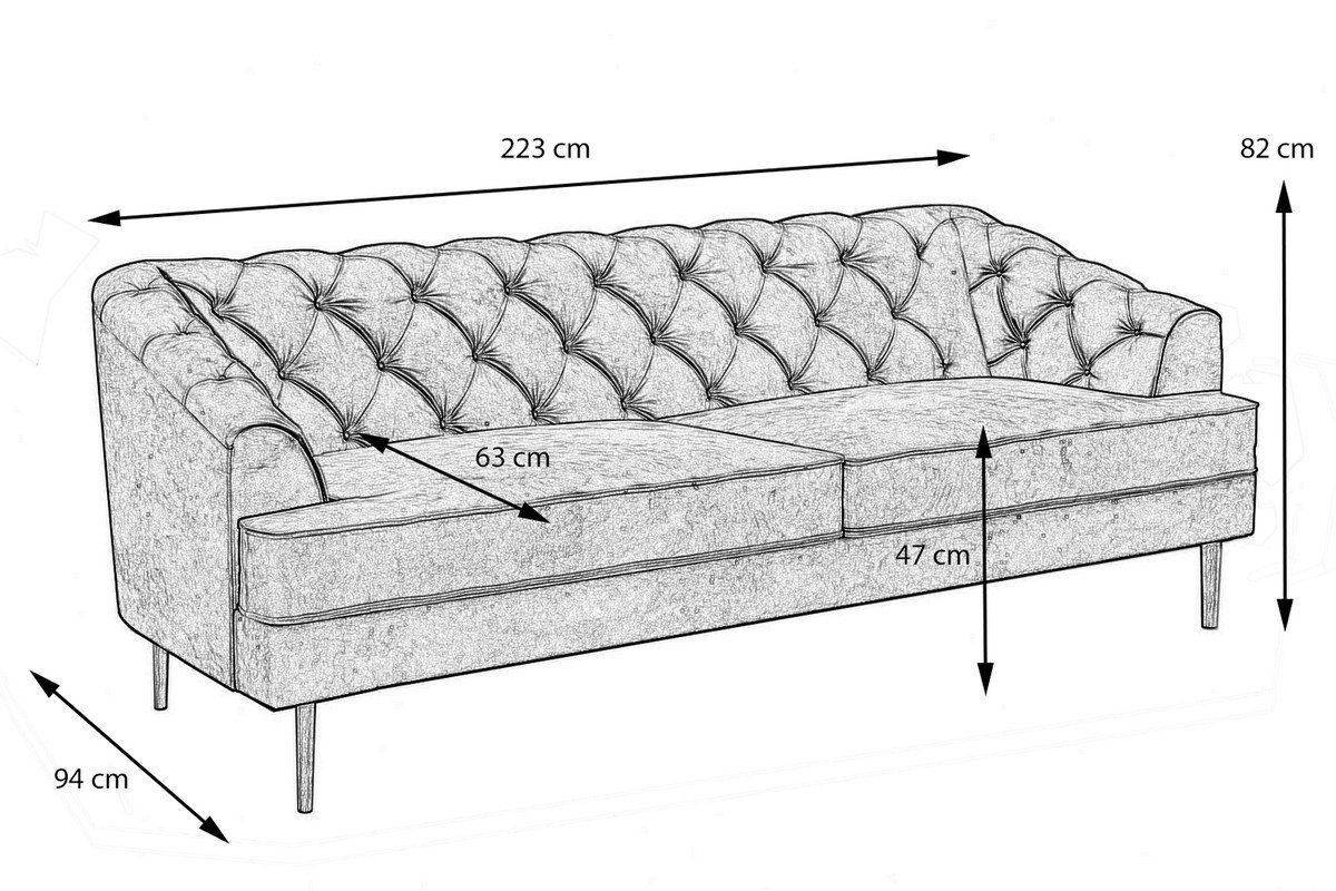 Sofa 3-Sitzer MIRA von KAWOLA - Maße