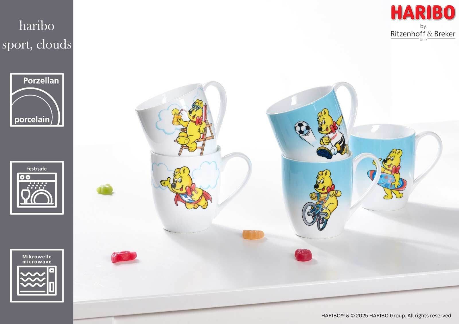 Ritzenhoff & Breker Kinderbecher Haribo Becher Clouds 500 ml 6er Set, 6-tlg., Porzellan