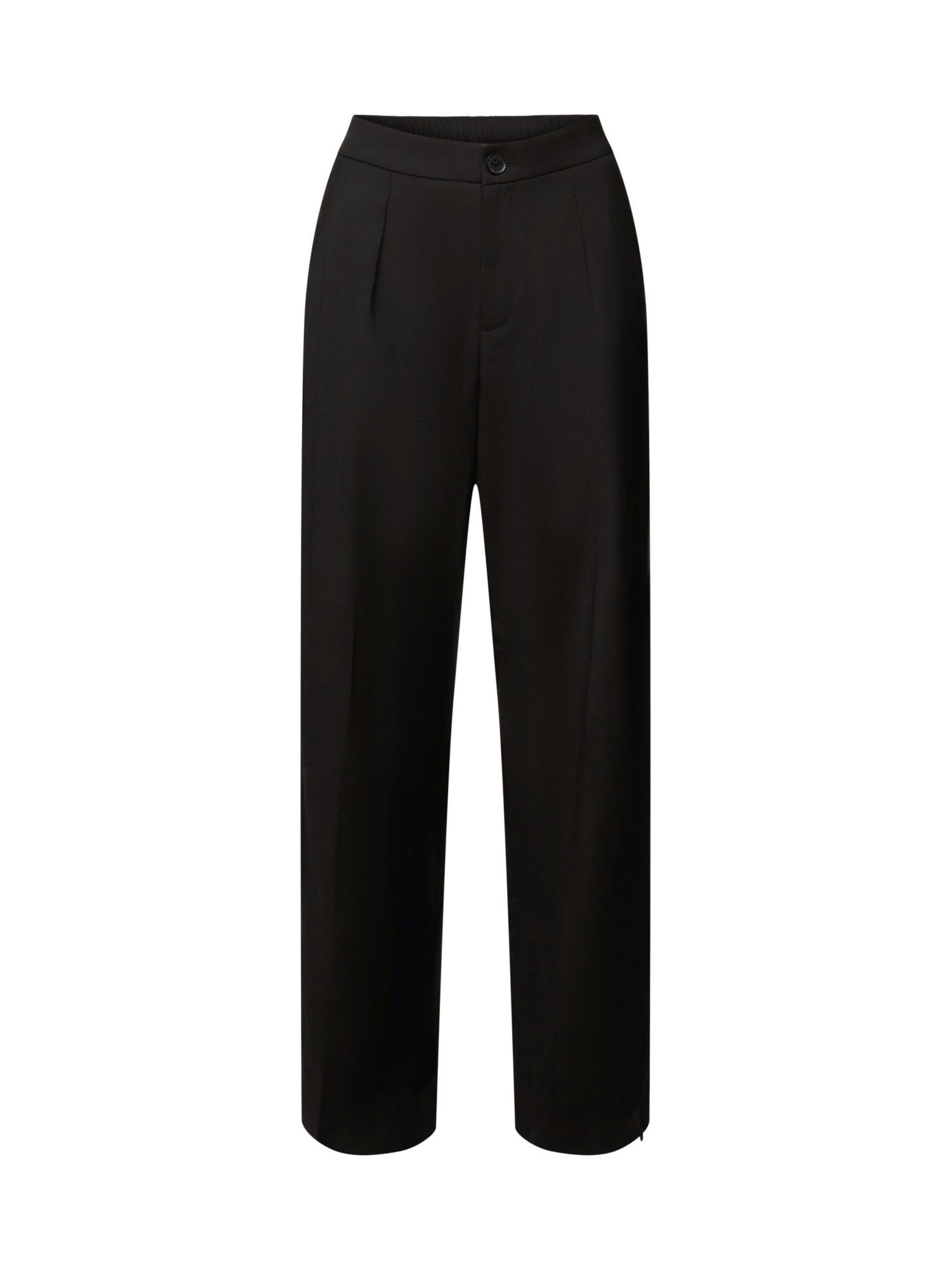 Esprit Collection Stoffhose Hose mit geschlitzten Säumen und Reißverschluss BLACK
