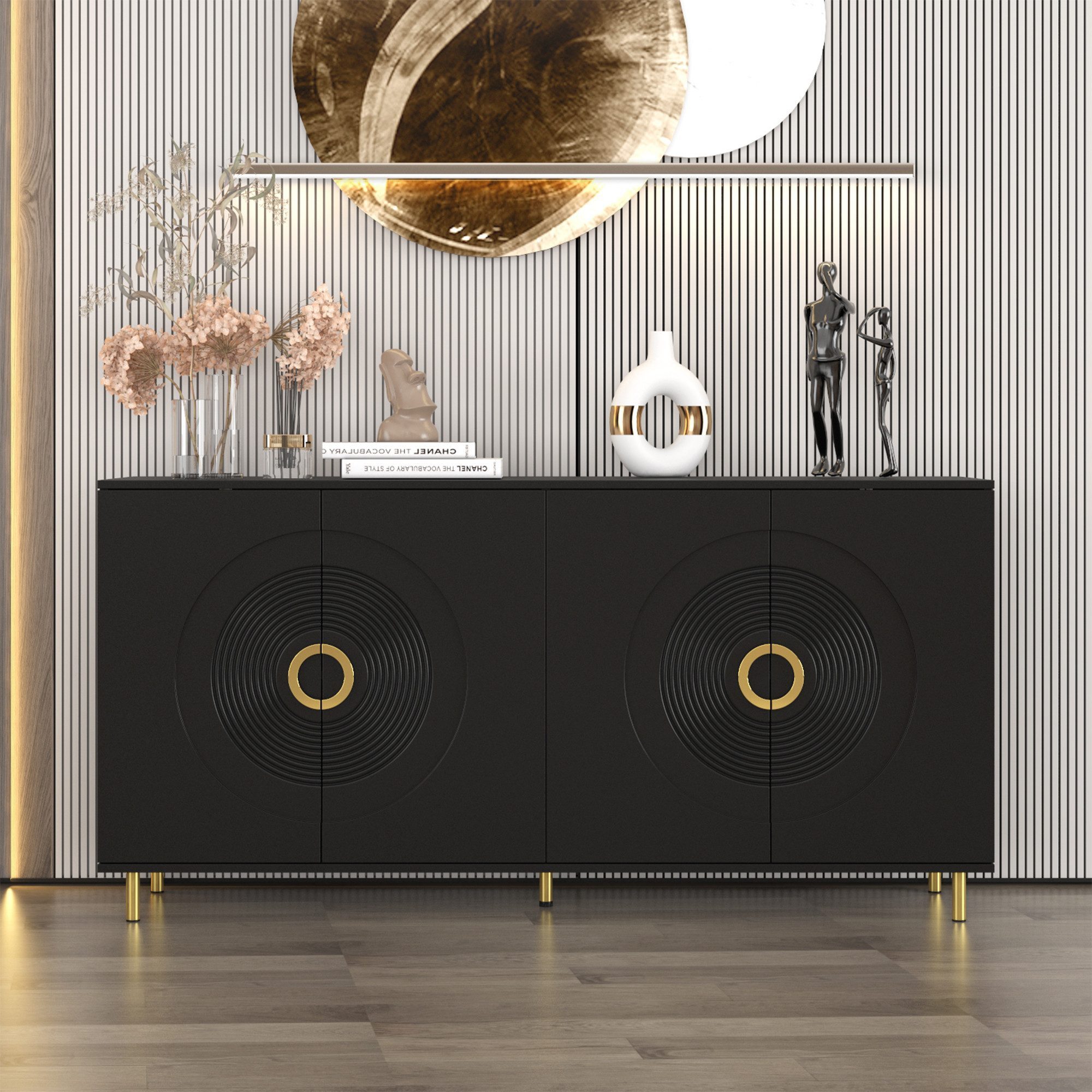 FUFU&GAGA Sideboard Komodenschrank mit 4 Türen günstig online kaufen