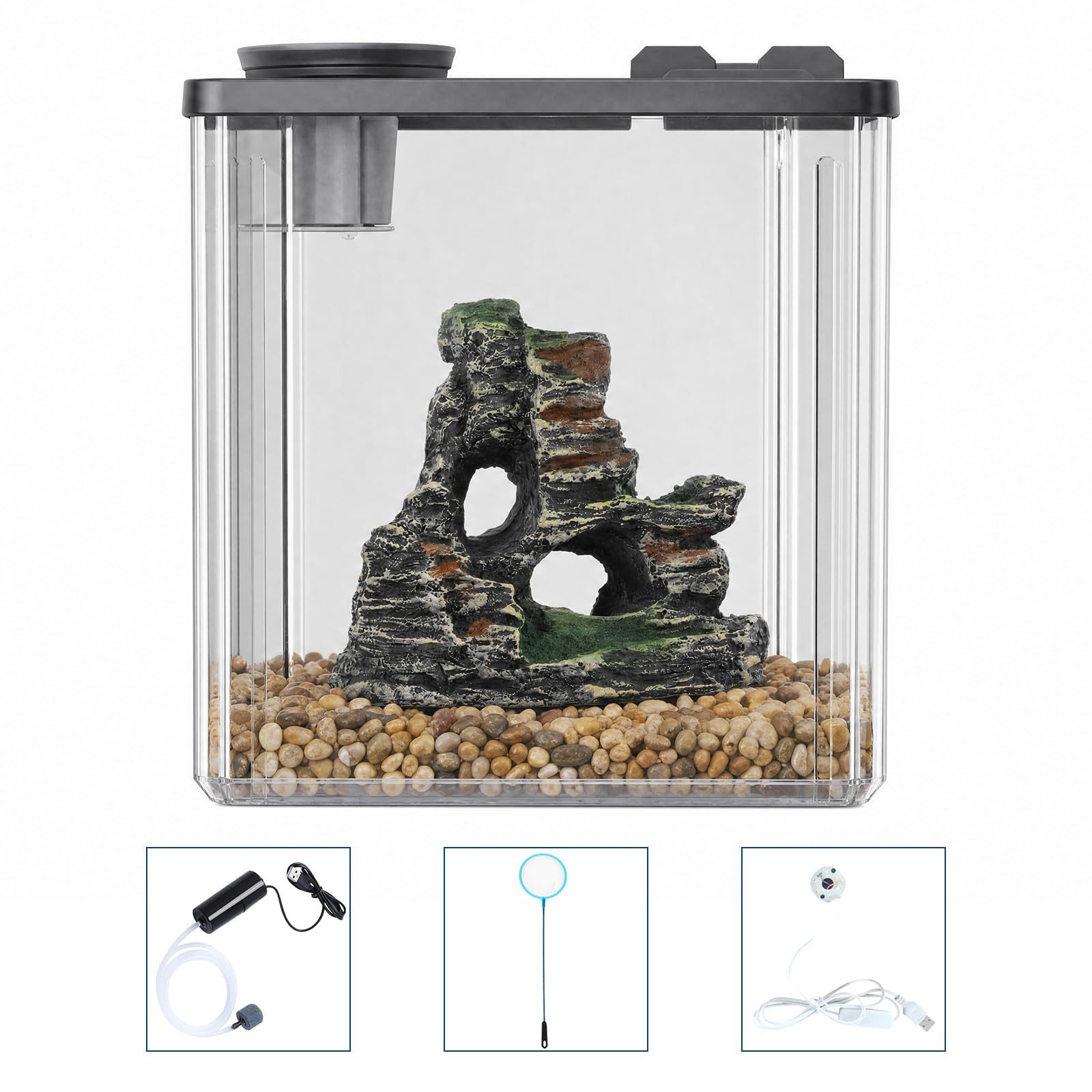 GarveeMore Aquarium 2 5 Gallonen Kleines Kampffisch Aquarium Set Mit LED Licht