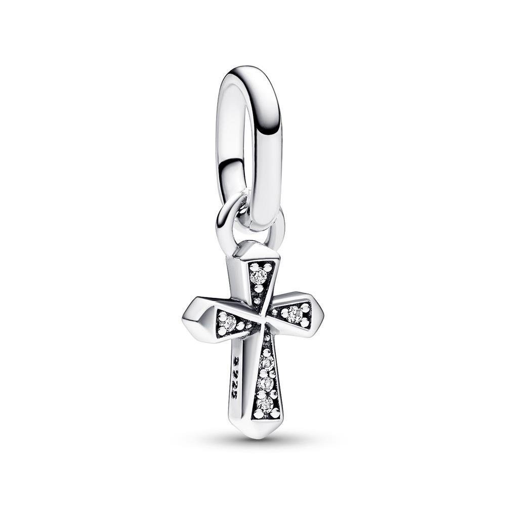 Pandora Charm-Einhänger PANDORA Mini Charm Anhänger Funkelndes Kreuz aus 925er Silber