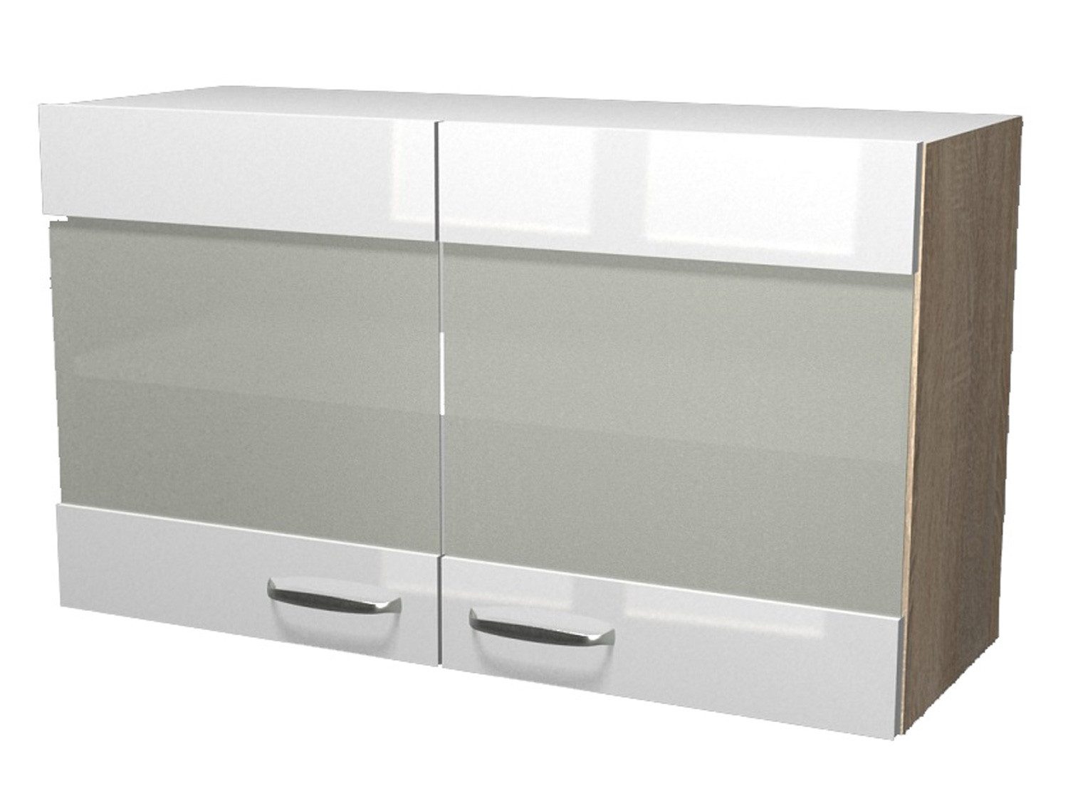 Flex-Well Glashängeschrank Glashängeschrank Küche - 100 cm breit - Hochglanz Weiß Sonoma Eiche