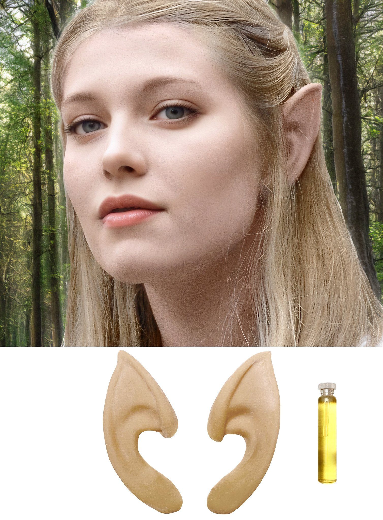 Wizardo Kostüm Elfenohren / Goblinohren, lang, Diese Elfenohren könnten so direkt aus 'World of Warcraft' stammen. E