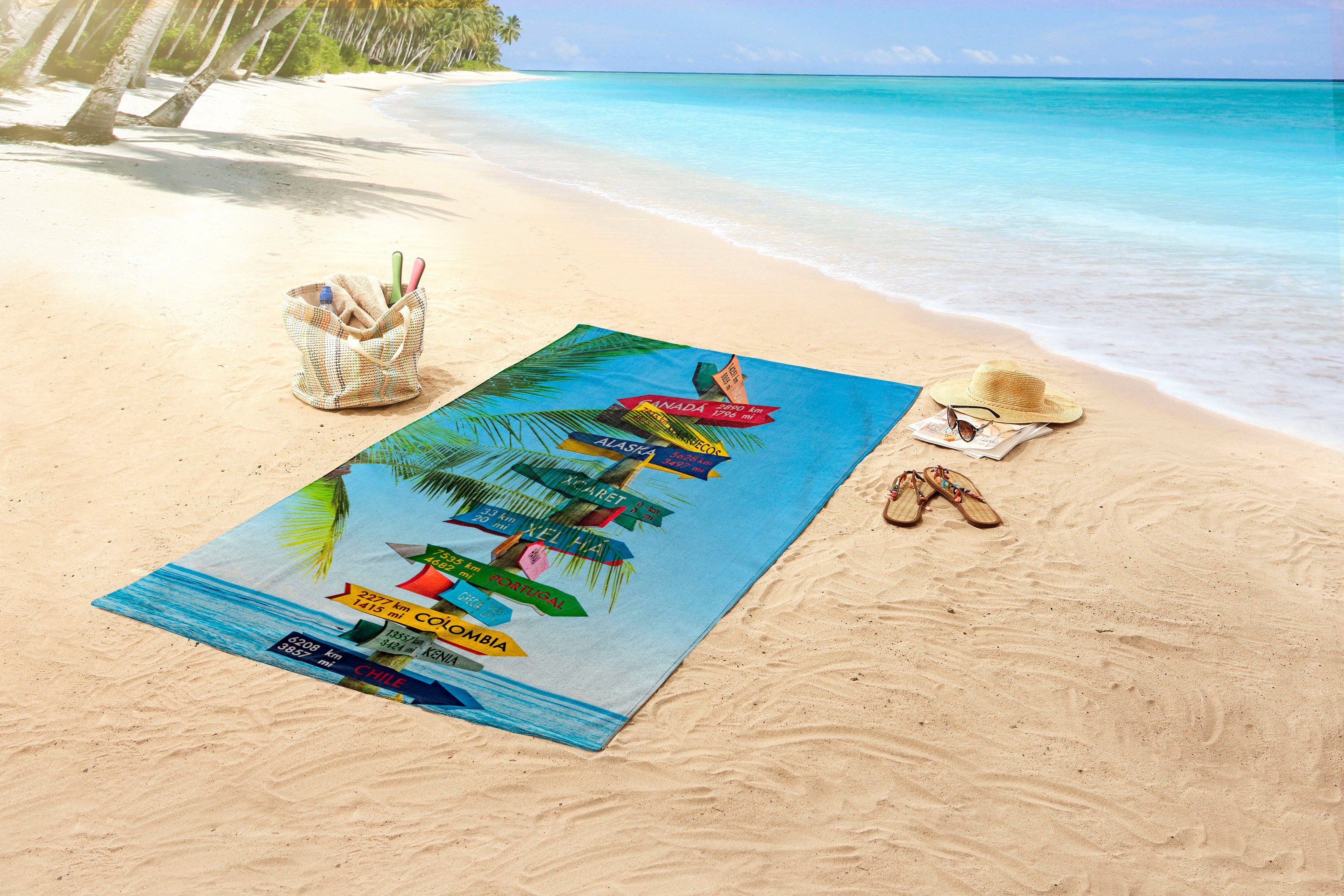 good morning Strandtuch Beach Sign, Microfaser günstig online kaufen